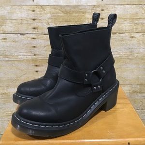 Dr. Marten Black Genuine Leather Biker Boots